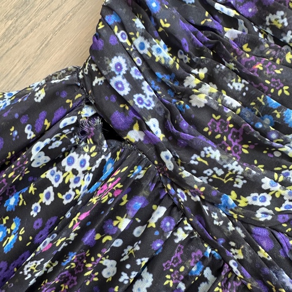 Ieena for Mac Duggal One Shoulder Floral Gown Maxi Dress Purple Chiffon - Size 0 - Picture 7 of 10